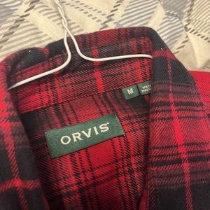 ORVIS FLANNEL medium NWOT men’s flannel shirt jacket RED PLAID gameday WINTER